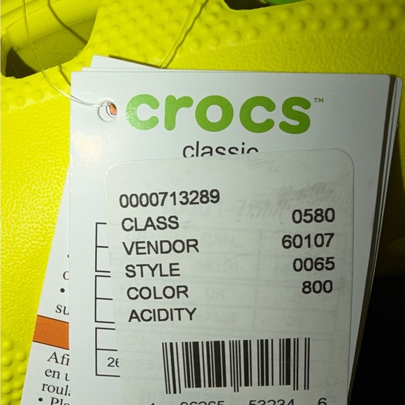 CROCS Women’s size 10 Classic-Neon Yellow-NWT - Picture 3 of 4